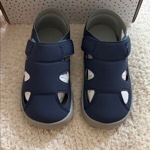 Navy Blue Kids Sandals with Gray Accents